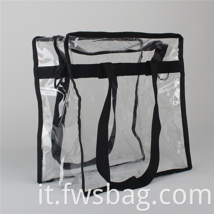 12 x 12 Sicurezza dello stadio approvato Plastica nera grande tutto la borsa in PVC in vinile trasparente con spalla lunga